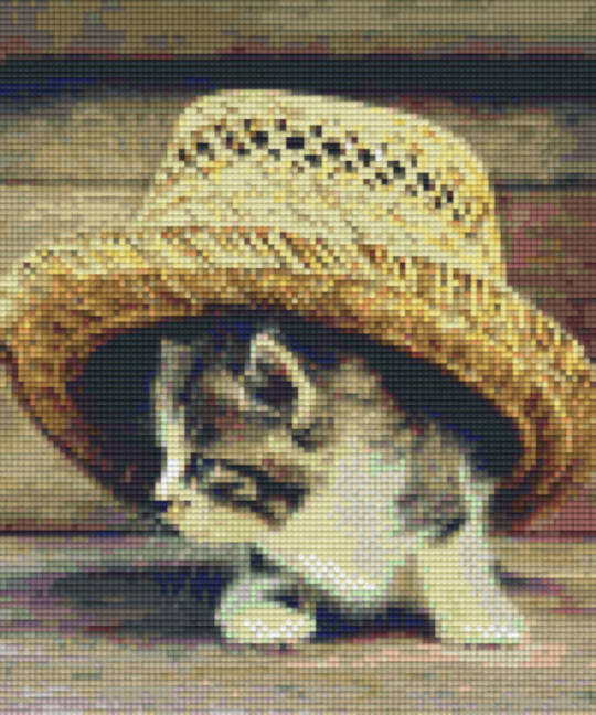 Cat Under Hat Six [6] Baseplate PixleHobby Mini-mosaic Art Kits